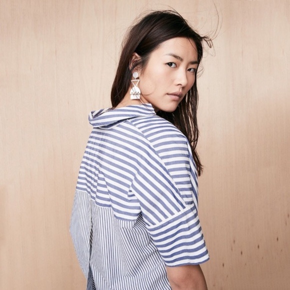Madewell Courier Button-Back Shirt in Stripe Mix - Picture 12 of 12